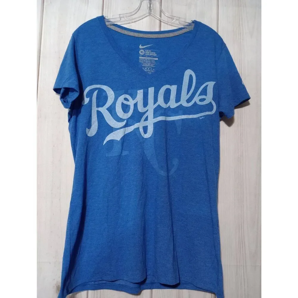Kansas City Royals Tshirt Lady Extra Large Slim Fit Nike Blue‎ Baseball